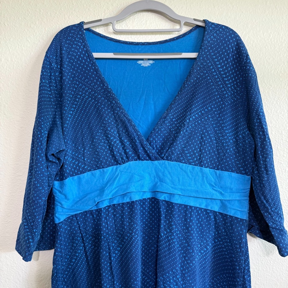 Patagonia Long Sleeve Margot Dress Women's Size XL Blue‎ Stretch Surplice V-Neck - Picture 3 of 10